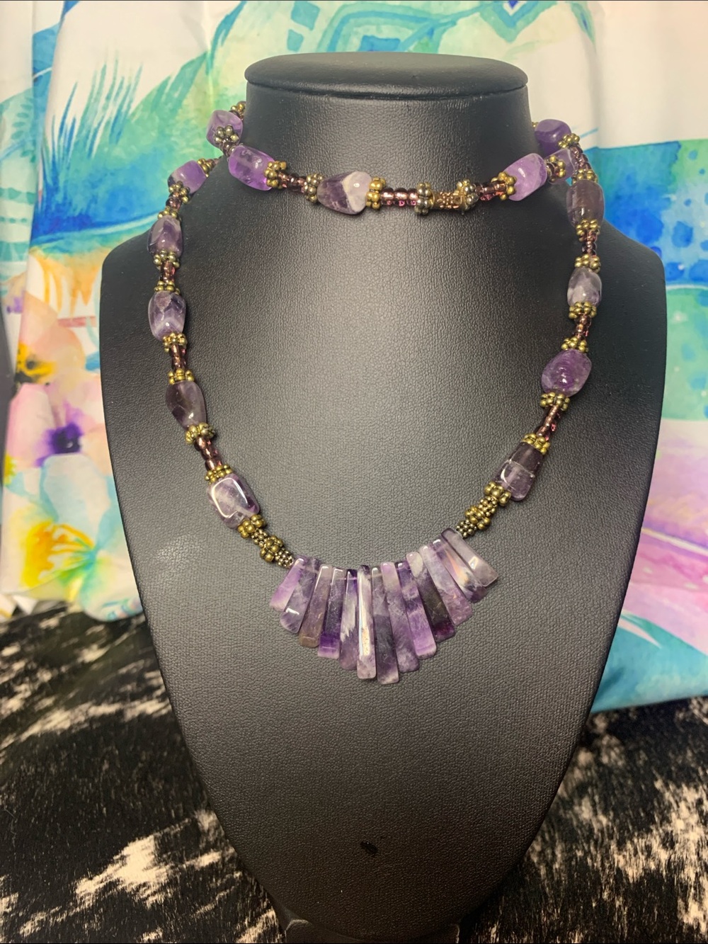 Handcrafted Purple Amethyst Beaded Necklace